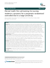 Scholarly article on topic 'Mental health first aid training for nursing students: a protocol for a pragmatic randomised controlled trial in a large university'