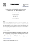 Scholarly article on topic 'Verification of Model Transformations'