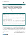 Scholarly article on topic 'Perceived discrimination is associated with severity of positive and depression/anxiety symptoms in immigrants with psychosis: a cross-sectional study'