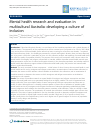 Scholarly article on topic 'Mental health research and evaluation in multicultural Australia: developing a culture of inclusion'