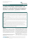 Scholarly article on topic 'A critique of the design, implementation, and delivery of a culturally-tailored self-management education intervention: a qualitative evaluation'