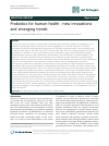 Scholarly article on topic 'Probiotics for human health –new innovations and emerging trends'