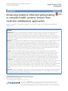 Scholarly article on topic 'Enhancing evidence informed policymaking in complex health systems: lessons from multi-site collaborative approaches'