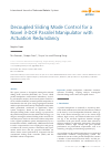 Scholarly article on topic 'Decoupled Sliding Mode Control for a Novel 3-DOF Parallel Manipulator with Actuation Redundancy'