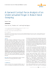 Scholarly article on topic 'A General Contact Force Analysis of an Under-actuated Finger in Robot Hand Grasping'