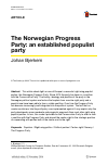 Scholarly article on topic 'The Norwegian Progress Party: an established populist party'
