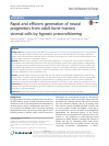 Scholarly article on topic 'Rapid and efficient generation of neural progenitors from adult bone marrow stromal cells by hypoxic preconditioning'