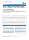 Scholarly article on topic 'Analysis of density based and fuzzy c-means clustering methods on lesion border extraction in dermoscopy images'