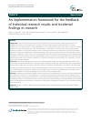 Scholarly article on topic 'An implementation framework for the feedback of individual research results and incidental findings in research'