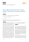 Scholarly article on topic 'Sensor-Based Programming of Central Pattern Generators in Humanoid Robots'