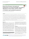 Scholarly article on topic 'Ebola Virus Disease: international perspective on enhanced health surveillance, disposition of the dead, and their effect on isolation and quarantine practices'