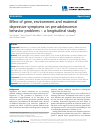 Scholarly article on topic 'Effect of gene, environment and maternal depressive symptoms on pre-adolescence behavior problems – a longitudinal study'
