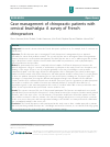 Scholarly article on topic 'Case management of chiropractic patients with cervical brachialgia: A survey of French chiropractors'