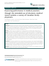 Scholarly article on topic 'Improving performance in medical practices through the extended use of electronic medical record systems: a survey of Canadian family physicians'