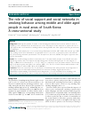 Scholarly article on topic 'The role of social support and social networks in smoking behavior among middle and older aged people in rural areas of South Korea: A cross-sectional study'