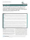 Scholarly article on topic 'The views of general practitioners and practice nurses towards the barriers and facilitators of proactive, internet-based chlamydia screening for reaching young heterosexual men'