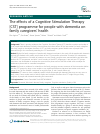 Scholarly article on topic 'The effects of a Cognitive Stimulation Therapy [CST] programme for people with dementia on family caregivers’ health'