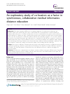 Scholarly article on topic 'An exploratory study of co-location as a factor in synchronous, collaborative medical informatics distance education'