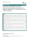 Scholarly article on topic 'One Health and EcoHealth in Ontario: a qualitative study exploring how holistic and integrative approaches are shaping public health practice in Ontario'