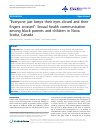 Scholarly article on topic '“Everyone just keeps their eyes closed and their fingers crossed”: Sexual health communication among black parents and children in Nova Scotia, Canada'