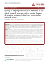 Scholarly article on topic 'Quality of helping behaviours of members of the public towards a person with a mental illness: a descriptive analysis of data from an Australian national survey'
