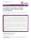 Scholarly article on topic 'Meaningful health outcomes for paediatric neurodisability: Stakeholder prioritisation and appropriateness of patient reported outcome measures'
