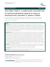 Scholarly article on topic 'Prem Baby Triple P: a randomised controlled trial of enhanced parenting capacity to improve developmental outcomes in preterm infants'