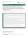 Scholarly article on topic 'Antimicrobial and antioxidant activities of the extracts and compounds from the leaves of Psorospermum aurantiacum Engl. and Hypericum lanceolatum Lam.'