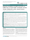 Scholarly article on topic 'Reducing inequalities in health and access to health care in a rural Indian community: an India-Canada collaborative action research project'