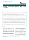 Scholarly article on topic 'Predictors and outcomes of patient safety culture in hospitals'