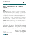 Scholarly article on topic 'Alcohol consumption in tertiary education students'