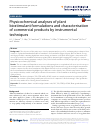 Scholarly article on topic 'Physicochemical analyses of plant biostimulant formulations and characterisation of commercial products by instrumental techniques'