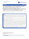 Scholarly article on topic 'Assessing predictors of contraceptive use and demand for family planning services in underserved areas of Punjab province in Pakistan: results of a cross-sectional baseline survey'