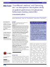 Scholarly article on topic ''Conditional candour' and 'knowing me': an interpretive description study on patient preferences for physician behaviours during end-of-life communication'