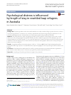 Scholarly article on topic 'Psychological distress is influenced by length of stay in resettled Iraqi refugees in Australia'