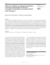 Scholarly article on topic 'Influence of Native Language Vocabulary and Topic Knowledge on Foreign Language Vocabulary Learning in Health Care Providers'