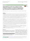 Scholarly article on topic 'Quantitative proteomic analysis of the influence of lignin on biofuel production by Clostridium acetobutylicum ATCC 824'