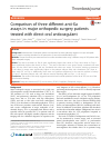 Scholarly article on topic 'Comparison of three different anti-Xa assays in major orthopedic surgery patients treated with direct oral anticoagulant'