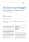 Scholarly article on topic 'Stable Walking of Humanoid Robots Using Vertical Center of Mass and Foot Motions by an Evolutionary Optimized Central Pattern Generator'