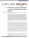 Scholarly article on topic 'Evidence for surprise minimization over value maximization in choice behavior'