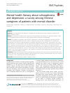Scholarly article on topic 'Mental health literacy about schizophrenia and depression: a survey among Chinese caregivers of patients with mental disorder'