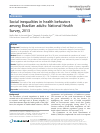 Scholarly article on topic 'Social inequalities in health behaviors among Brazilian adults: National Health Survey, 2013'