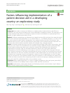 Scholarly article on topic 'Factors influencing implementation of a patient decision aid in a developing country: an exploratory study'