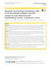 Scholarly article on topic 'Education and training of healthcare staff in the knowledge, attitudes and skills needed to work effectively with breastfeeding women: a systematic review'