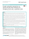 Scholarly article on topic 'Provider and patient perspectives on opioids and alternative treatments for managing chronic pain: a qualitative study'