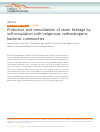 Scholarly article on topic 'Protection and consolidation of stone heritage by self-inoculation with indigenous carbonatogenic bacterial communities'