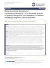 Scholarly article on topic 'Sleep disordered breathing in mucopolysaccharidosis I: a multivariate analysis of patient, therapeutic and metabolic correlators modifying long term clinical outcome'