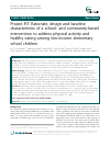 Scholarly article on topic 'Project FIT: Rationale, design and baseline characteristics of a school- and community-based intervention to address physical activity and healthy eating among low-income elementary school children'