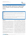 Scholarly article on topic 'Extracting scientific articles from a large digital archive: BioStor and the Biodiversity Heritage Library'