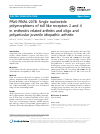 Scholarly article on topic 'PReS-FINAL-2078: Single nucleotide polymorphisms of toll like receptors 2 and 4 in enthesitis related arthritis and oligo and polyarticular juvenile idiopathic arthritis'